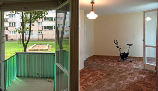 po lewej balkon, po prawej salon w mieszkaniu na sprzedaż we Wrocławiu