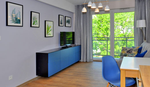 nowoczesny salon w mieszkaniu do wynajęcia we Wrocławiu