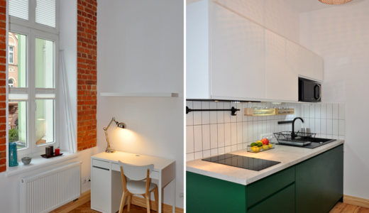 zdjęcie przedstawia kuchnię oraz gabinet w mieszkaniu do wynajęcia Wrocław Śródmieście