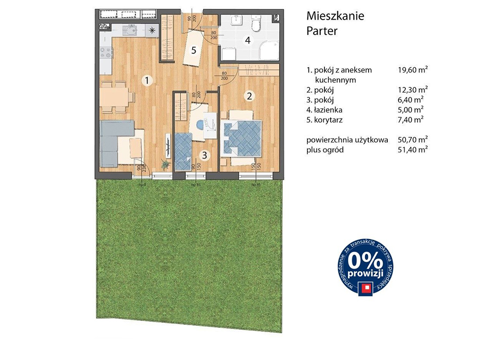 plan rozmieszczenia pokoi w mieszkaniu na sprzedaż Wrocław Maślice