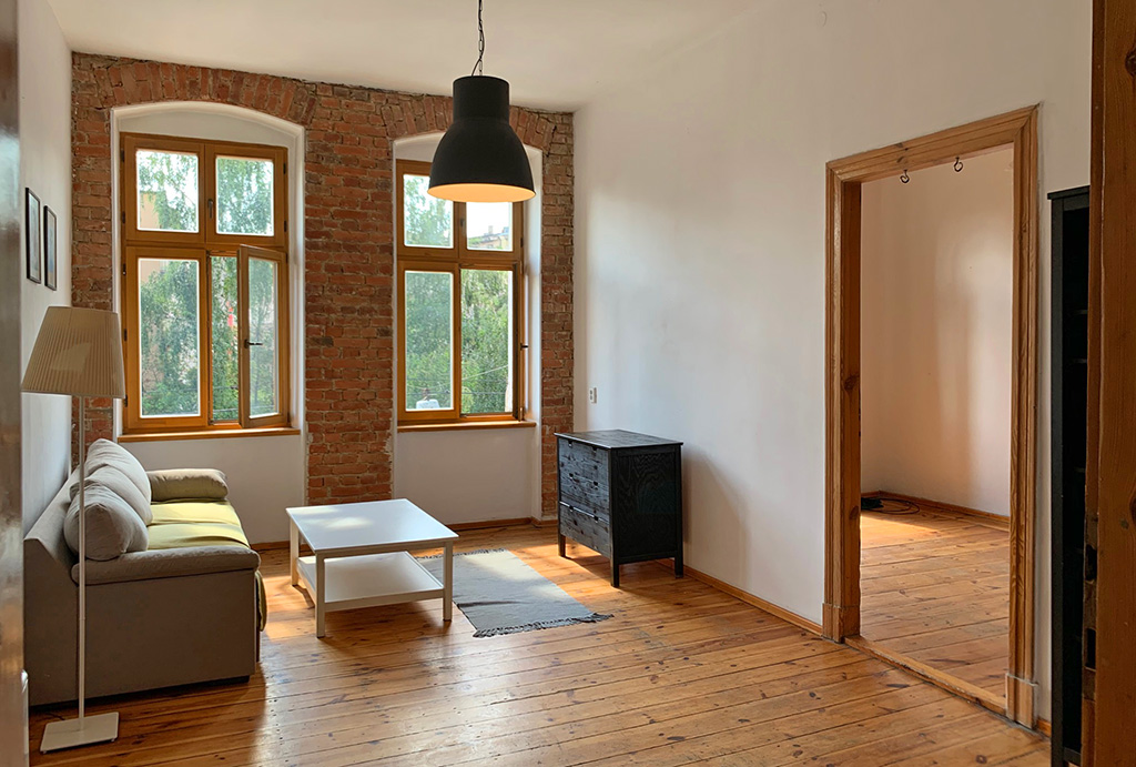 stylowe wnętrze salonu w mieszkaniu do sprzedaży Wrocław Krzyki